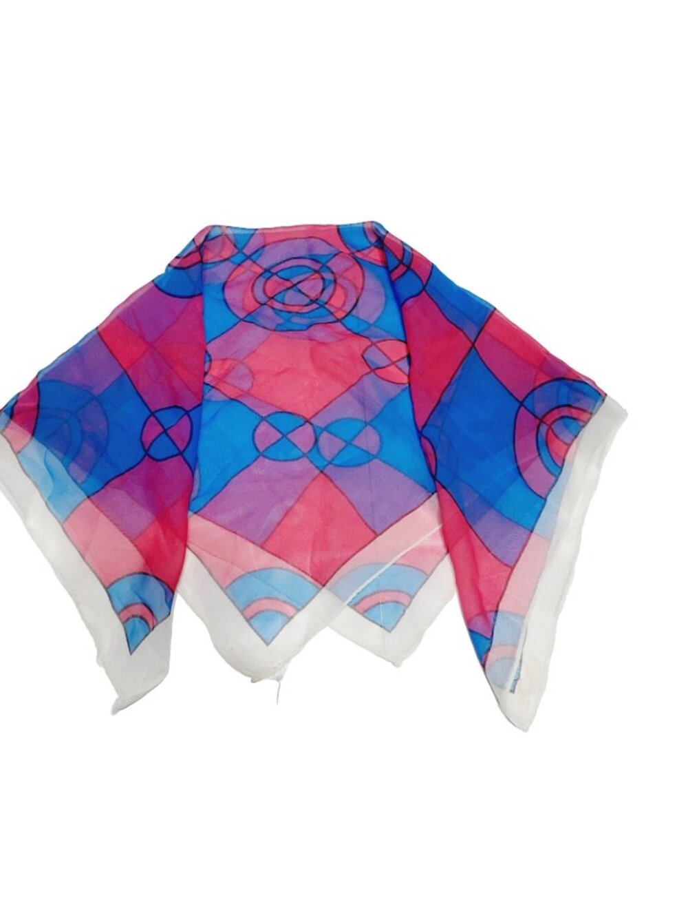 Vintage Scarf Red White Blue Geometric 20" Square